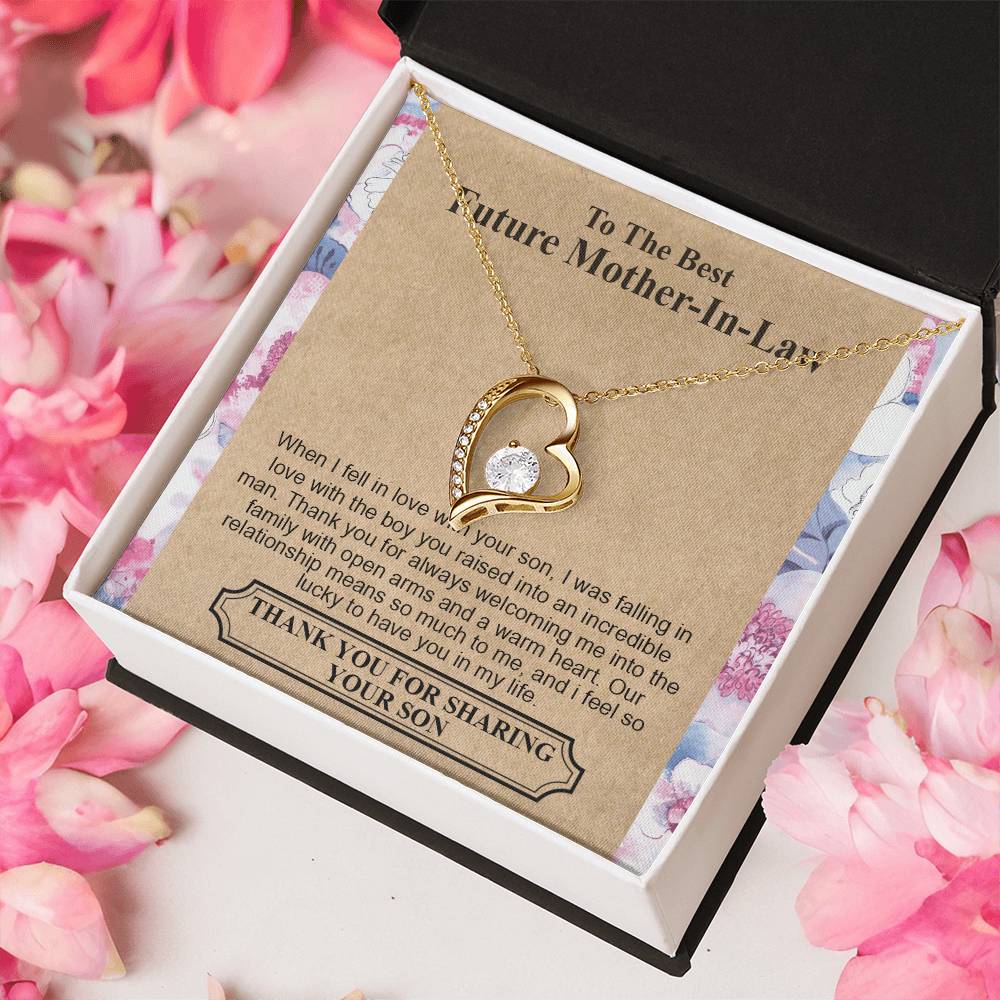 To The Best Future Motherinlaw Thank You For Always Welcoming Me Into The Family With Open Arms And A Warm Heart Wedding Necklace Mothers Day Forever Love Necklace
