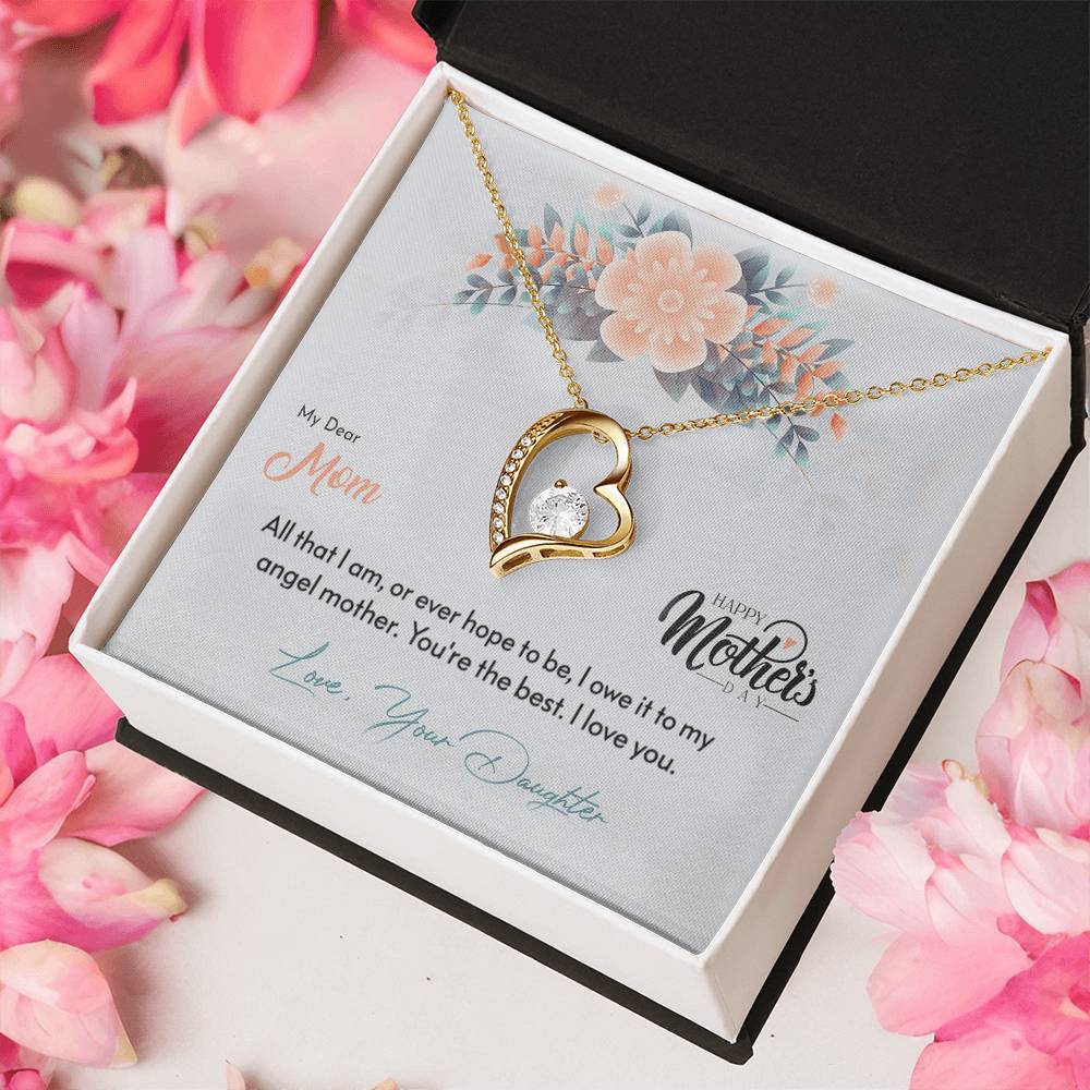 My Dear Mom - Love Your Daughter - 925 Sterling Silver Pendant Forever Love Necklace