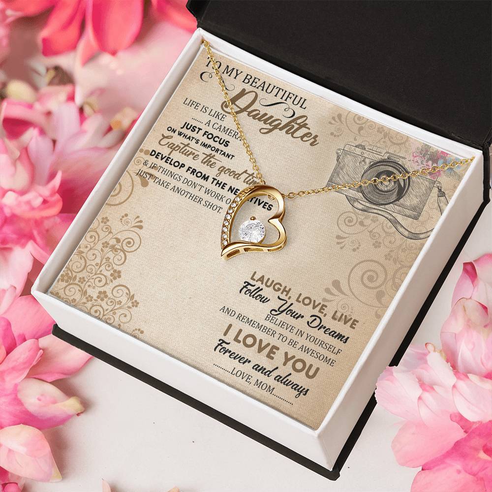 To My Beautiful Daughter Straighten Your Crown Necklace Mom Daughter Necklace Daughter Birthday Gift Daughter Graduation Forever Love Necklace