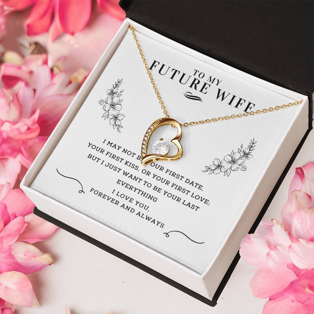 Forever And Always Heart Necklace  Message Card  Gift Box Forever Love Necklace