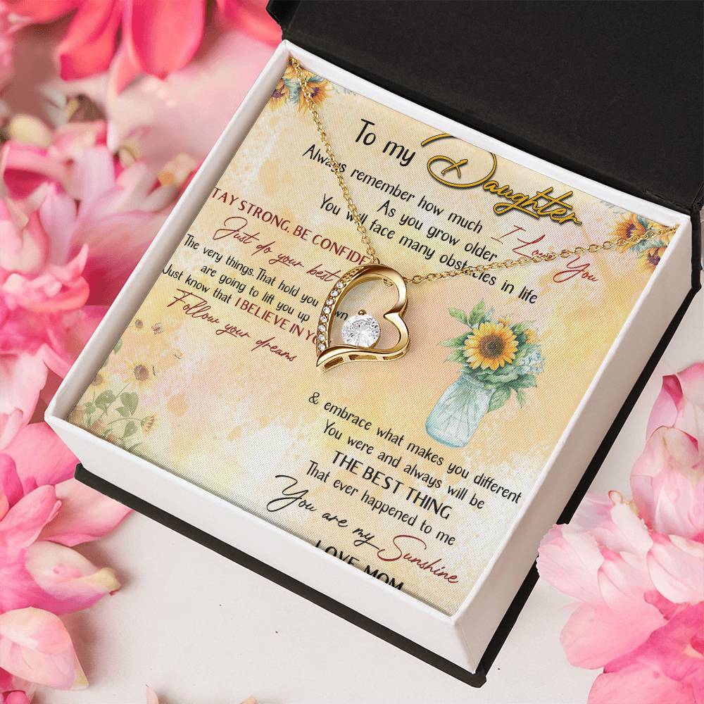 To My Daughter I Love You Mother's Day Sunflower Necklace Meaningful Necklace For Daughter Mother To Daughter Birthday Forever Love Necklace