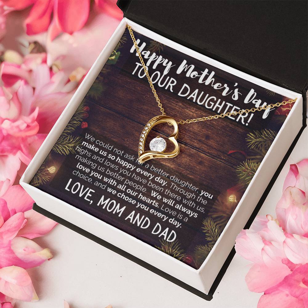 To Our Amazing Daughter Necklace Happy Mother's Day To Your Daughter Jewelry Love Mom And Dad Forever Love Necklace