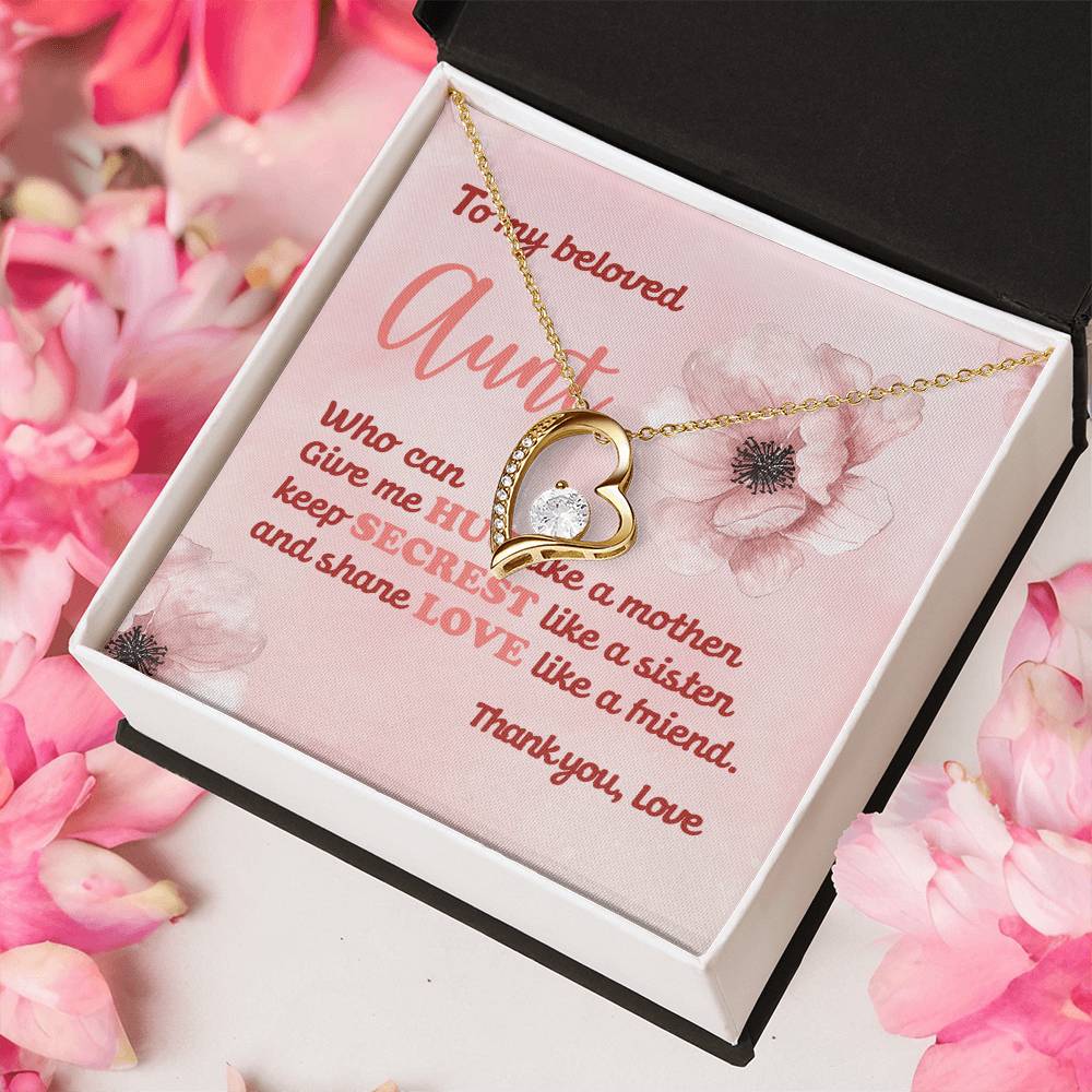 Gift For Auntie Thank You & Love You Forever Love Necklace