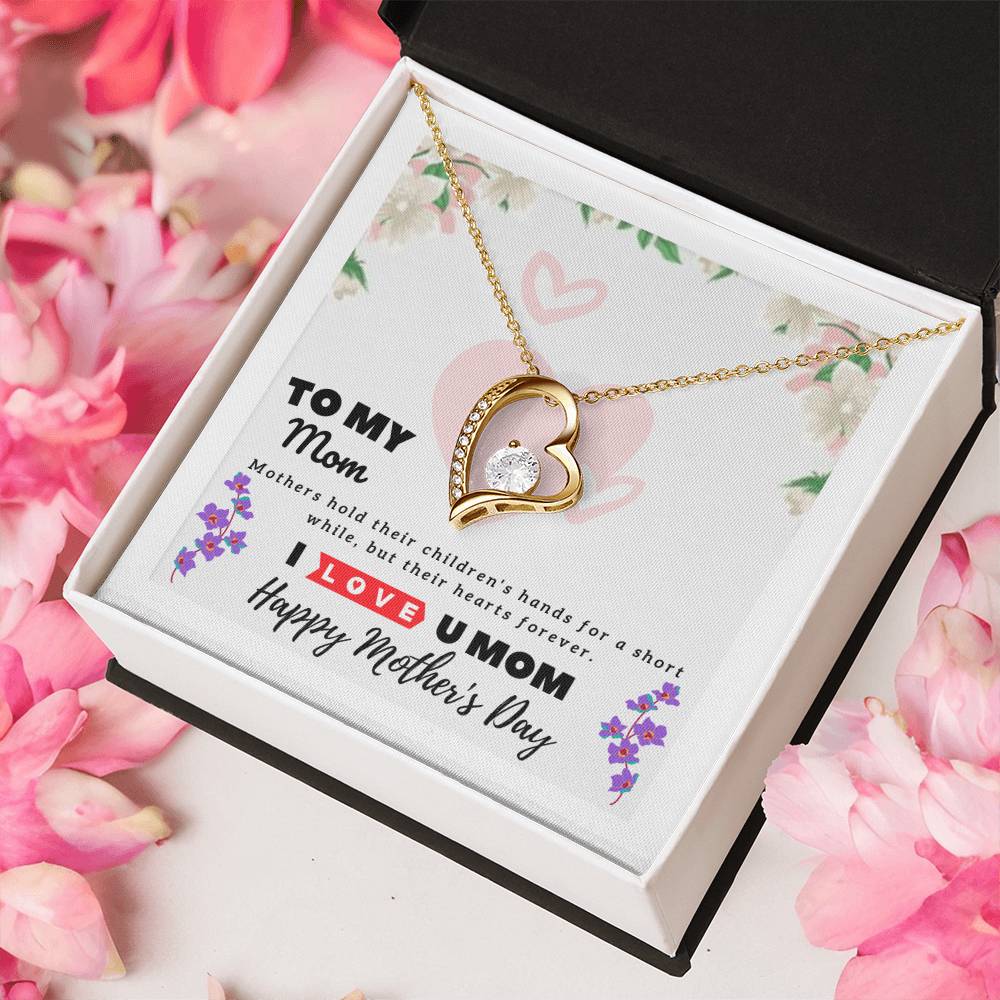To Mom -14K White Gold Necklace - Mother's Day Gift Forever Love Necklace