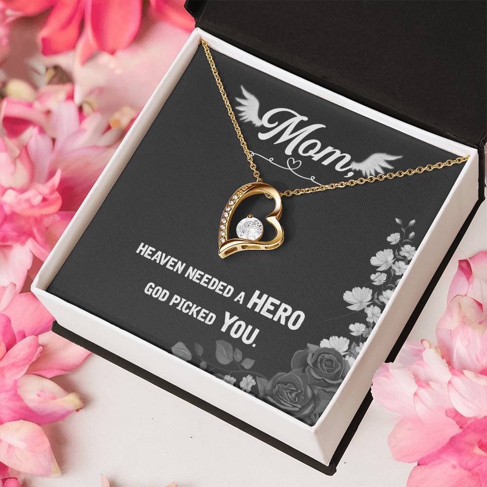Mom Heaven Needed A Hero God Picked You Forever Love Necklace