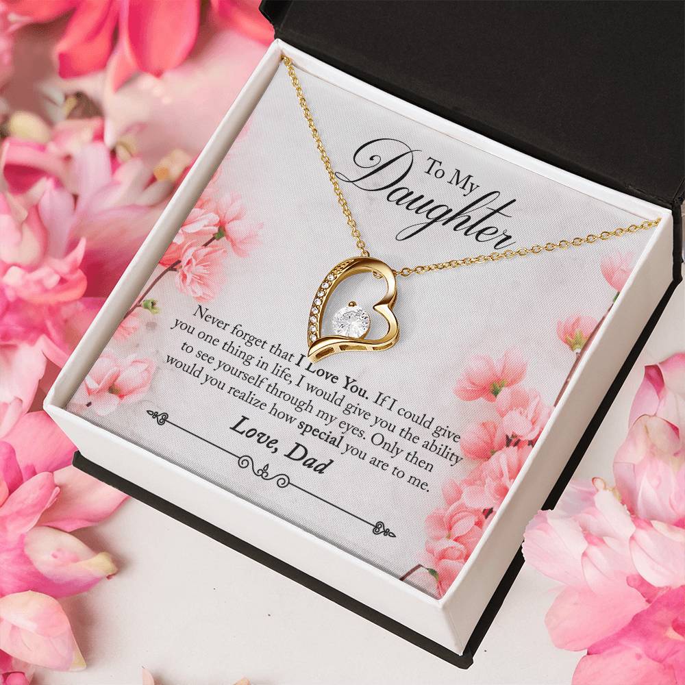 To My Daughter Never Forget That I Love You Gift Heart Necklace Forever Love Necklace