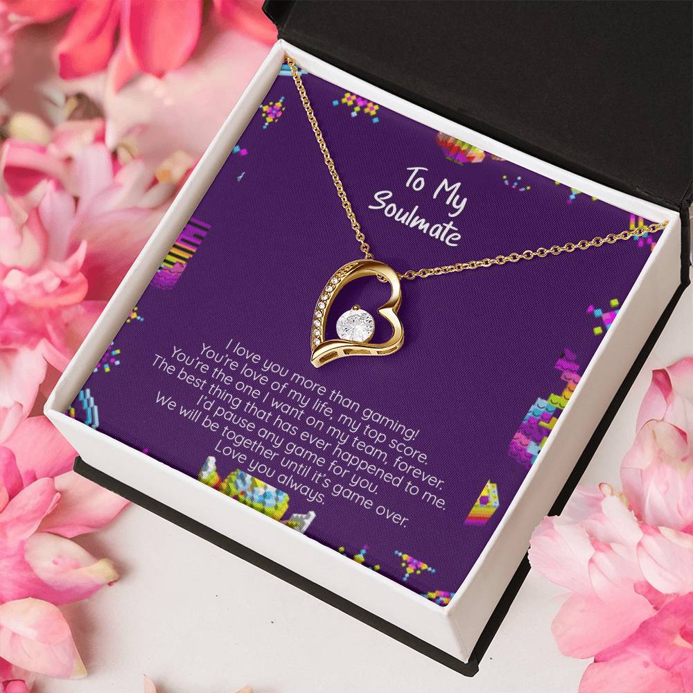 I Love You More Than Gaming Cz Crystal Pendant 14k White Gold Finish Or 18k Yellow Gold Finish Forever Love Necklace