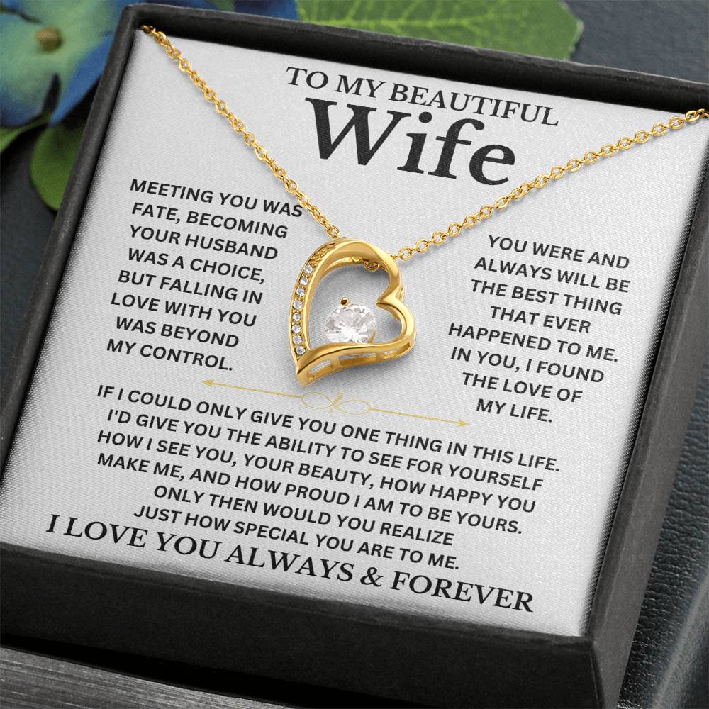 To My Beautiful Wife - Personalizable Necklace Gift Set Forever Love Necklace