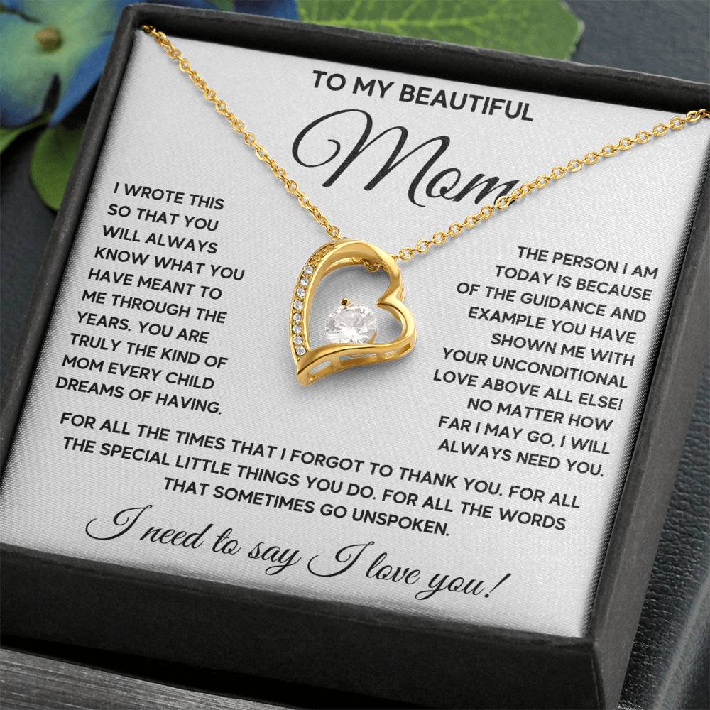 To My Mom Dreams Forever Love Necklace Gift Set Forever Love Necklace