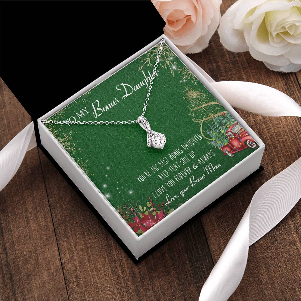 To My Bonus Daughter Christmas Gift - Bonus Daughter Alluring Beauty Necklace - Step Daughter Gift Alluring Beauty Necklace