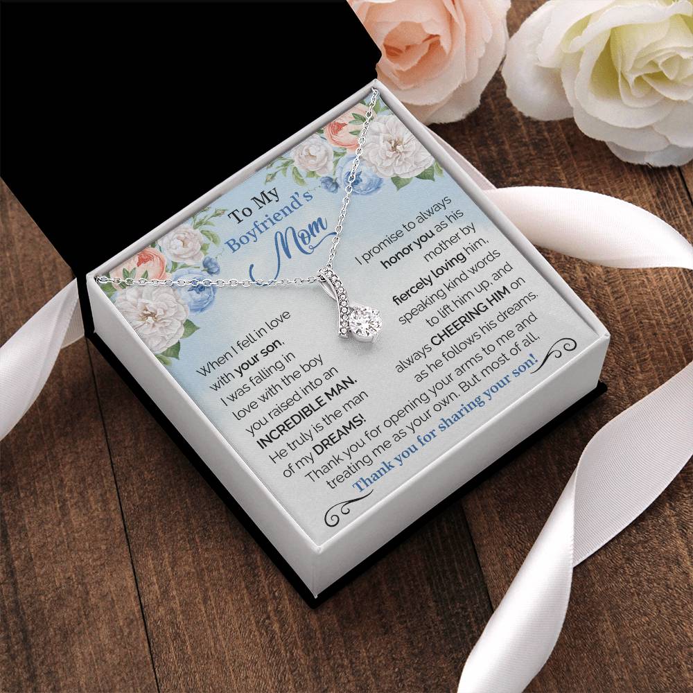 To My Boyfriend's Mom - Thank You For Sharing Your Son Christmas Gift For Boyfriends Mom Pendant Necklace Mothers Day Gift Alluring Beauty Necklace