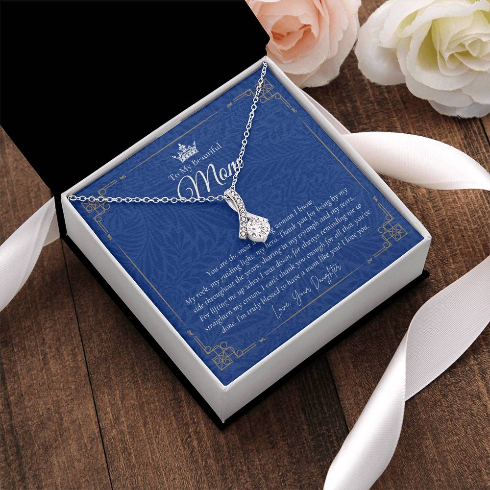 To My Beautiful Mom Necklace  Badass Mom Gift  Mother’S Day Gift  Birthday Gift  Gift From Daughter On Wedding Day 3 Alluring Beauty Necklace