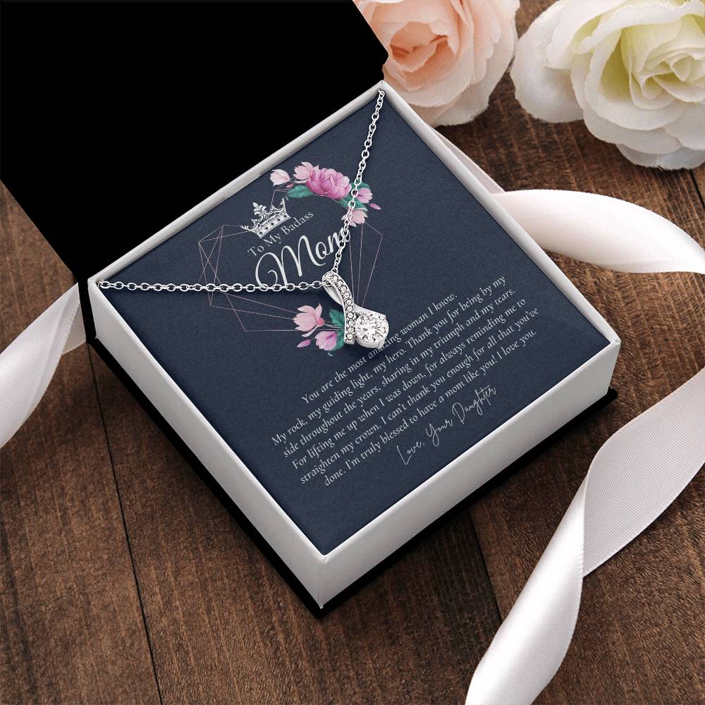 To My Badass Mom Necklace  Badass Mom Gift  Mother’S Day Gift  Birthday Gift  Gift From Daughter On Wedding Day 5 Alluring Beauty Necklace