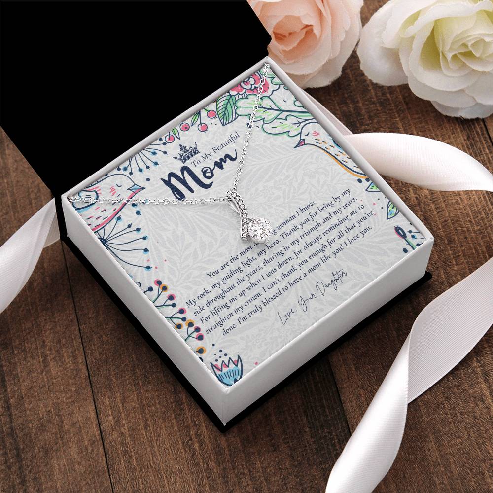 To My Beautiful Mom Necklace  Badass Mom Gift  Mother’S Day Gift  Birthday Gift  Gift From Daughter On Wedding Day 6 Alluring Beauty Necklace
