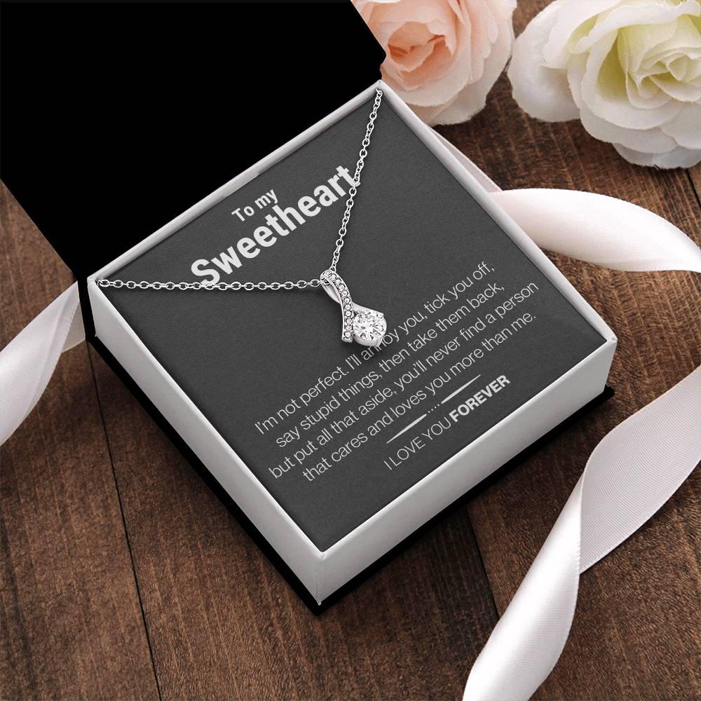 Sweetheart Necklace - 14K White Gold Over Stainless Steel - Alluring Alluring Beauty Necklace