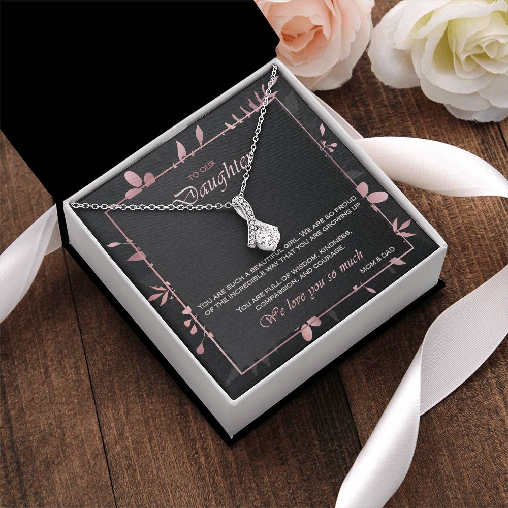 Alluring Beauty Necklace To Your Daughter – From Mom &amp; Dad With Love – Jewelry Gift B2d1t2 Alluring Beauty Necklace