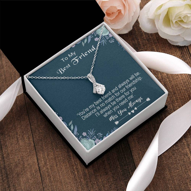 To My Bestfriend - Miss You Always-  925 Sterling Silver Pendant Alluring Beauty Necklace