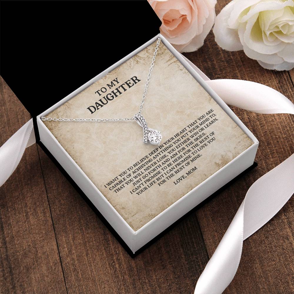 To My Daughter - Love Mom  Anniversary Lovingly Mom Birthday Gift Daughter Graduation Gift Grown Up Daughter Daughter Alluring Beauty Necklace
