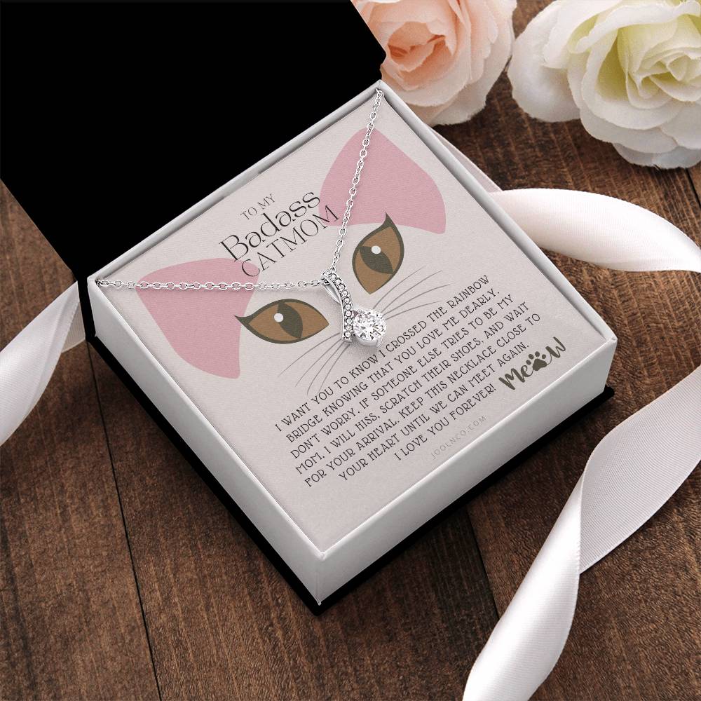 To My Badass Cat Mom Until We Can Meet Again Necklace Loss Of Cat Memorial Necklace Cat Loss Gifts Rainbow Bridge Cat Pet Sympathy Gift 5 Alluring Beauty Necklace