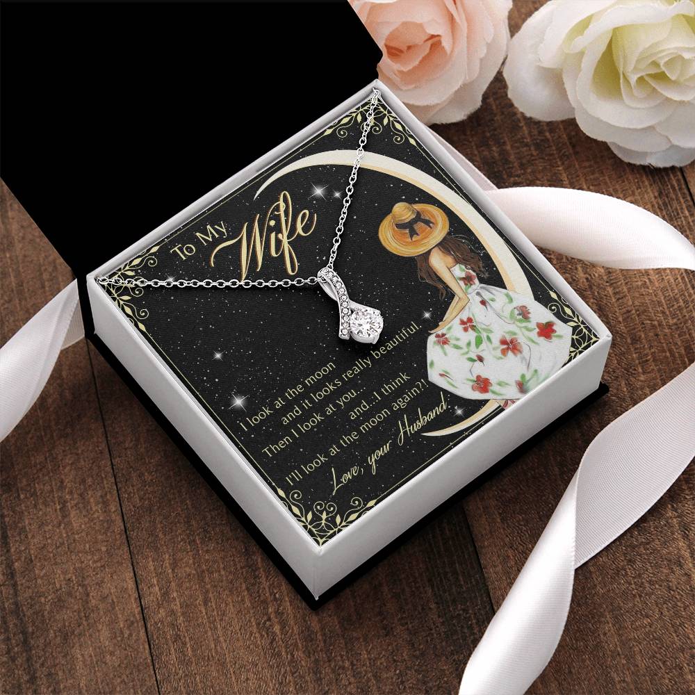 To My Beautiful Wife Alluring Beauty Necklace Mother&#39;s Day Message Card Alluring Beauty Necklace