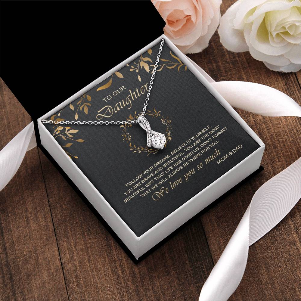 Alluring Beauty Necklace To Your Daughter – From Mom &amp; Dad With Love – Jewelry Gift B2d4t3 Alluring Beauty Necklace