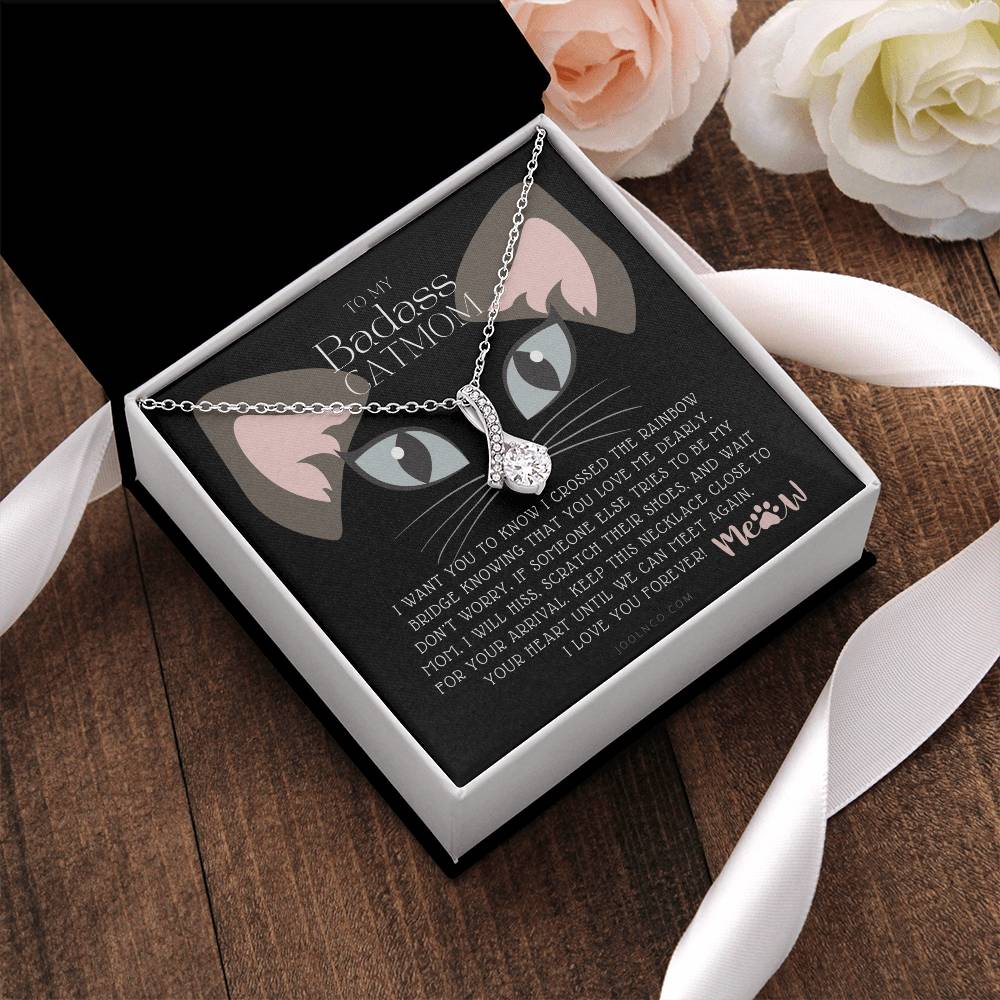 To My Badass Cat Mom Until We Can Meet Again Necklace Loss Of Cat Memorial Necklace Cat Loss Gifts Rainbow Bridge Cat Pet Sympathy Gift 3 Alluring Beauty Necklace