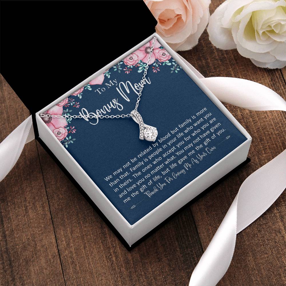 To My Bonus Mom - Family Is More Than Blood Alluring Beauty Necklace