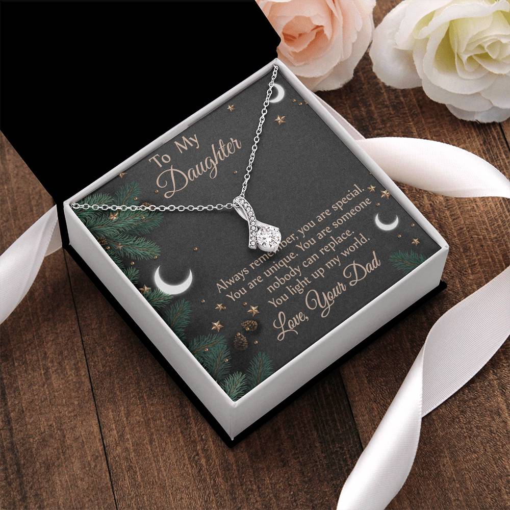 To Daughter - From Dad - You Light Up My World Necklace Alluring Beauty Necklace