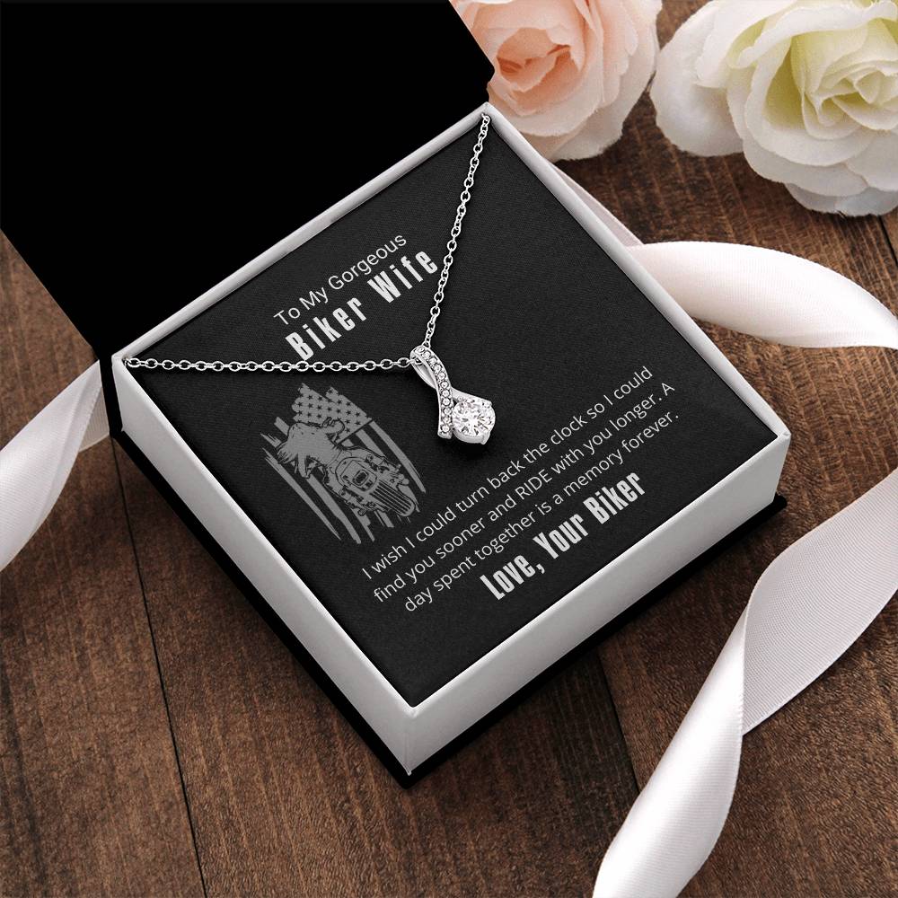 Biker Wife Ride With You Longer Necklace Alluring Beauty Necklace