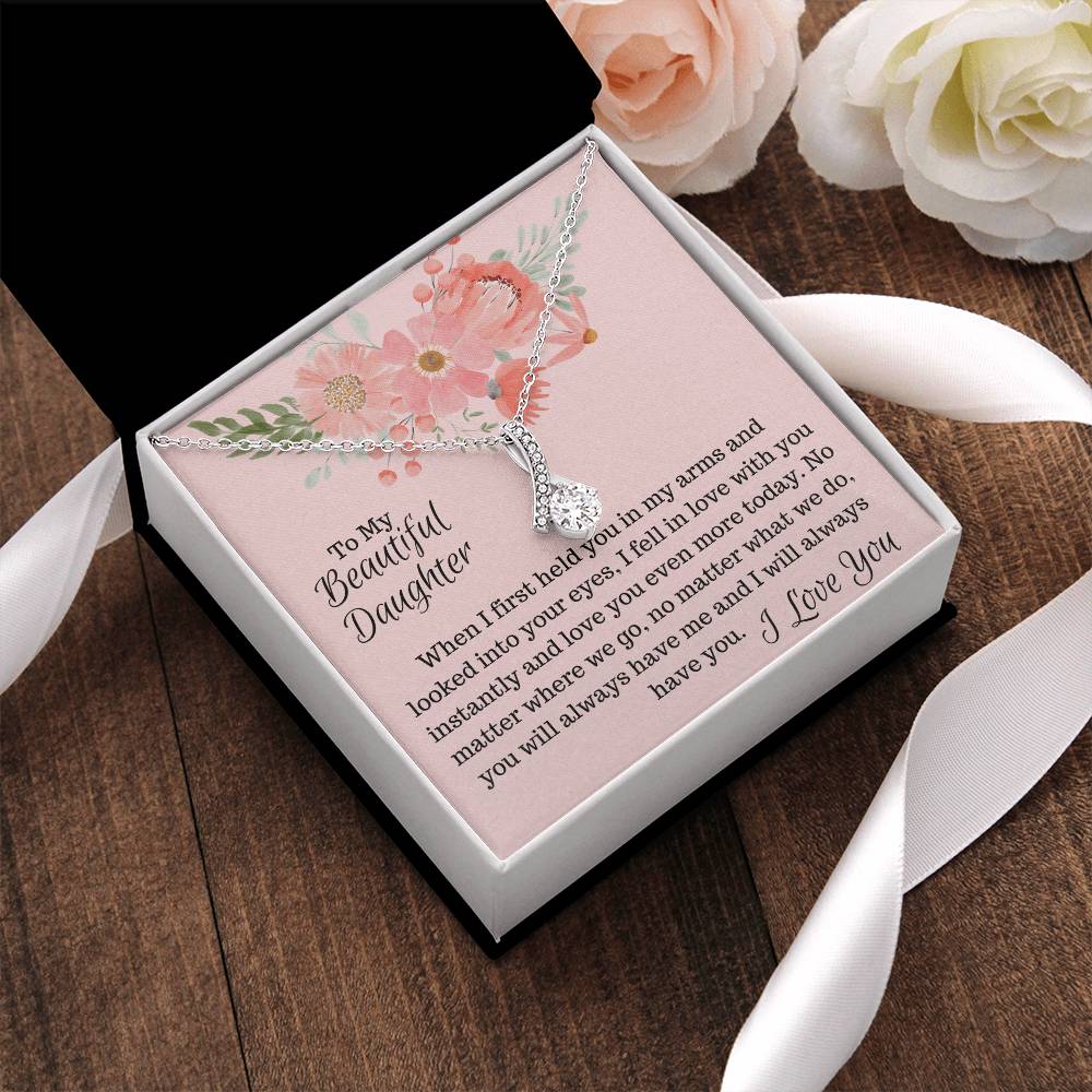To My Beautiful Daughter - Ribbon Shaped Necklace Alluring Beauty Necklace