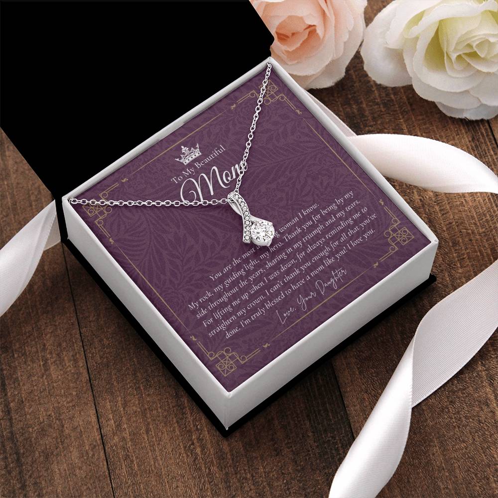 To My Beautiful Mom Necklace  Badass Mom Gift  Mother’S Day Gift  Birthday Gift  Gift From Daughter On Wedding Day 2 Alluring Beauty Necklace