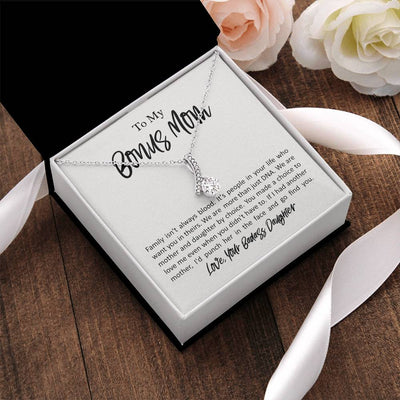 To My Bonus Mom - From Badass Daughter - White Alluring Beauty Necklace