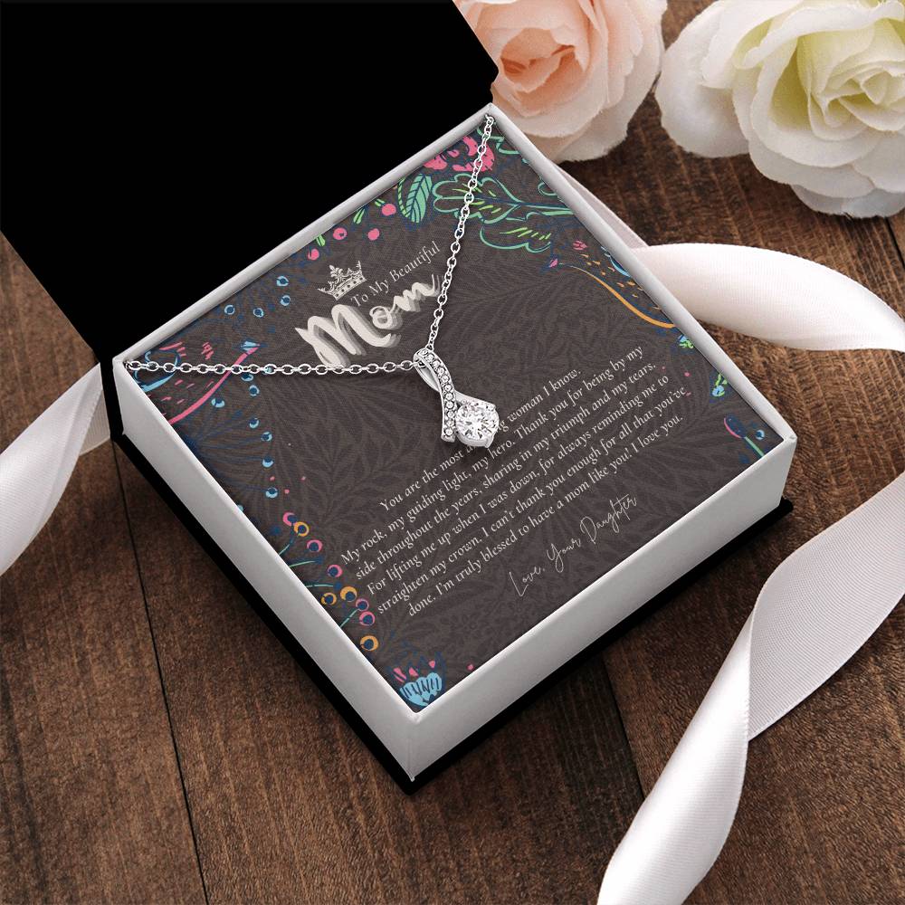 To My Beautiful Mom Necklace  Badass Mom Gift  Mother’S Day Gift  Birthday Gift  Gift From Daughter On Wedding Day 7 Alluring Beauty Necklace