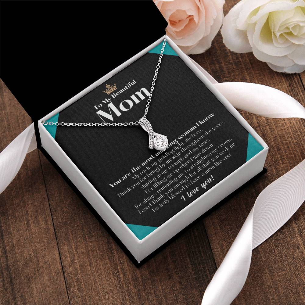To My Beautiful Mom Necklace  Badass Mom Gift  Mother’S Day Gift  Birthday Gift  Gift From Daughter On Wedding Day 9 Alluring Beauty Necklace