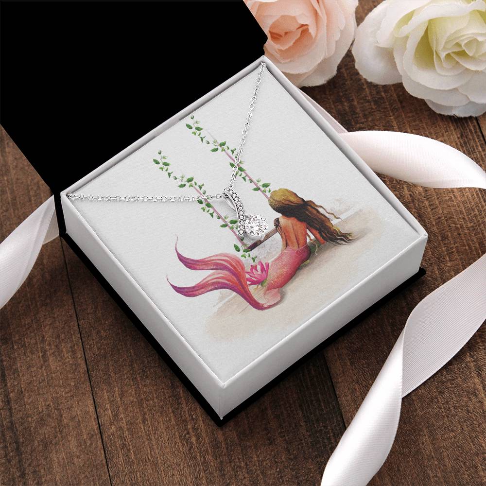 Pink Mermaid Lovers Bling Art Necklace Alluring Beauty Magical Birthday Or Christmas Gift For Her Alluring Beauty Necklace