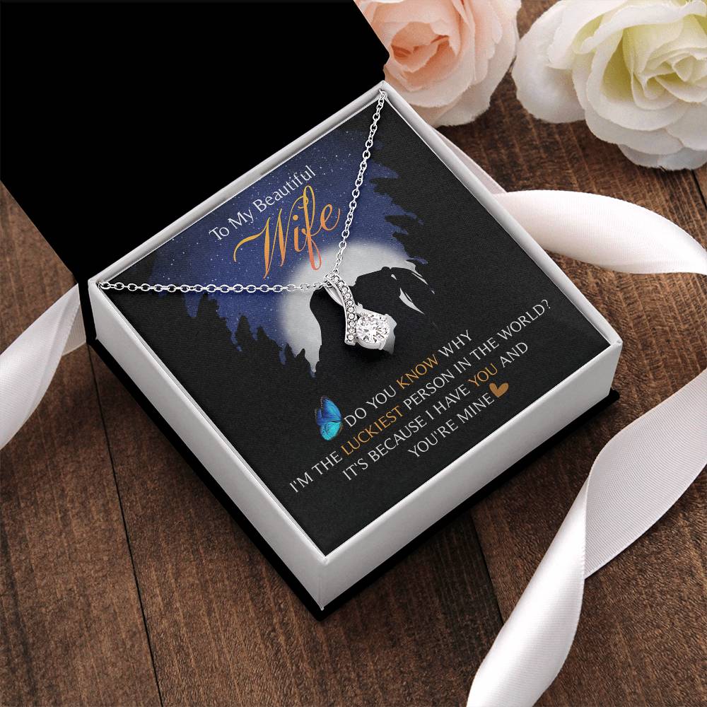 To My Beautiful Wife Alluring Necklace Mother&#39;s Day Message Card Alluring Beauty Necklace
