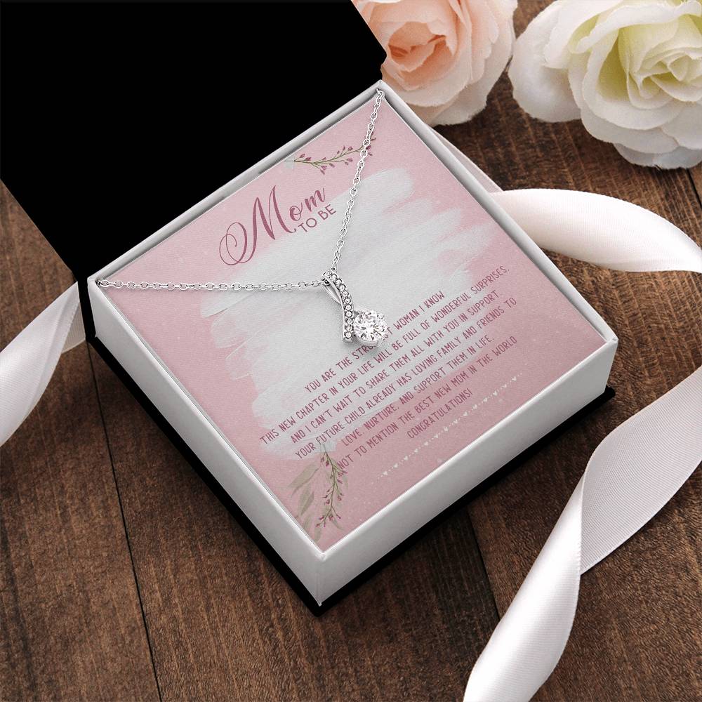 Mom To Be The Best New Mom In The World Alluring Beauty Necklace Mother's Day Message Card Alluring Beauty Necklace