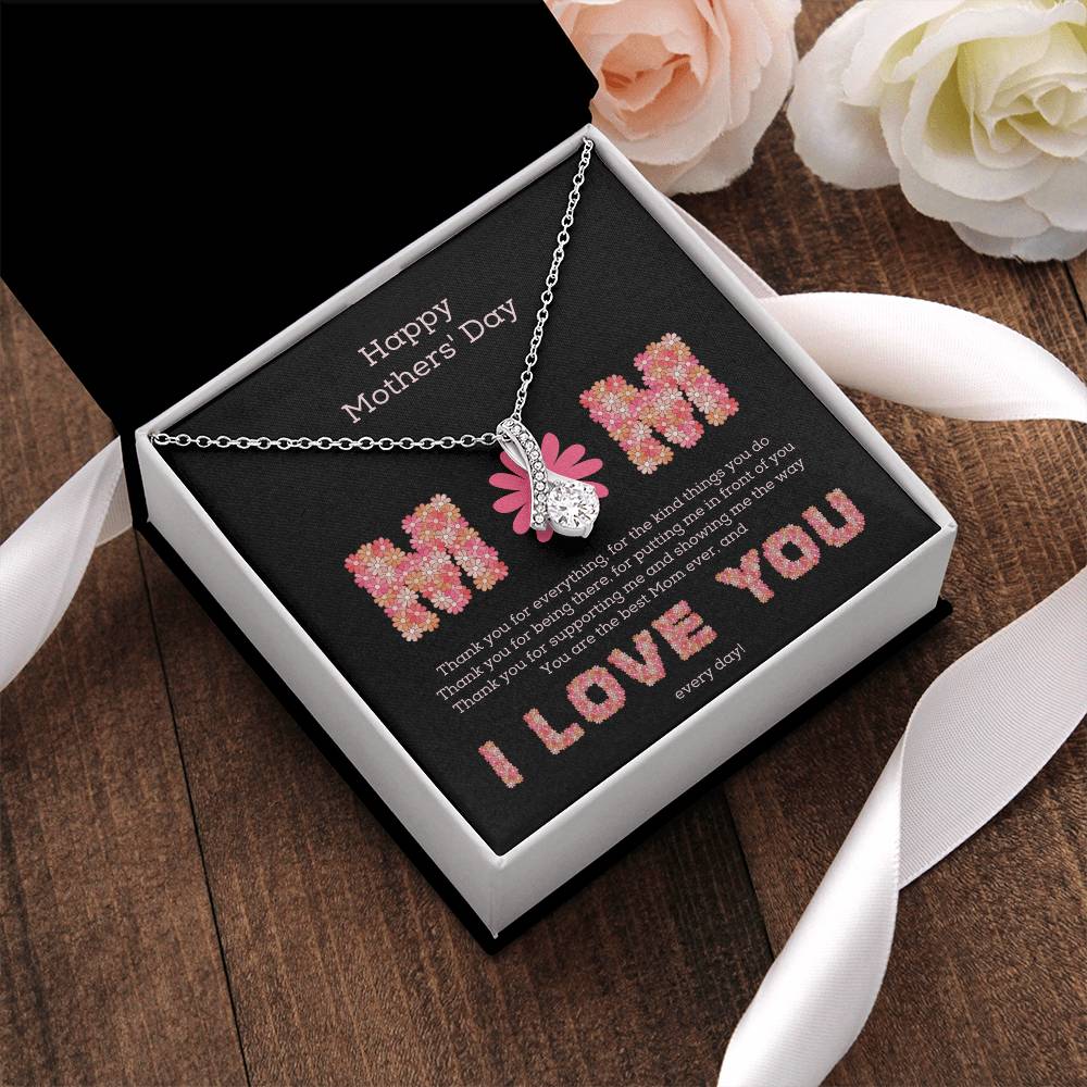 Pink Daisies Mothers' Day Ribbon Necklace Alluring Beauty Necklace