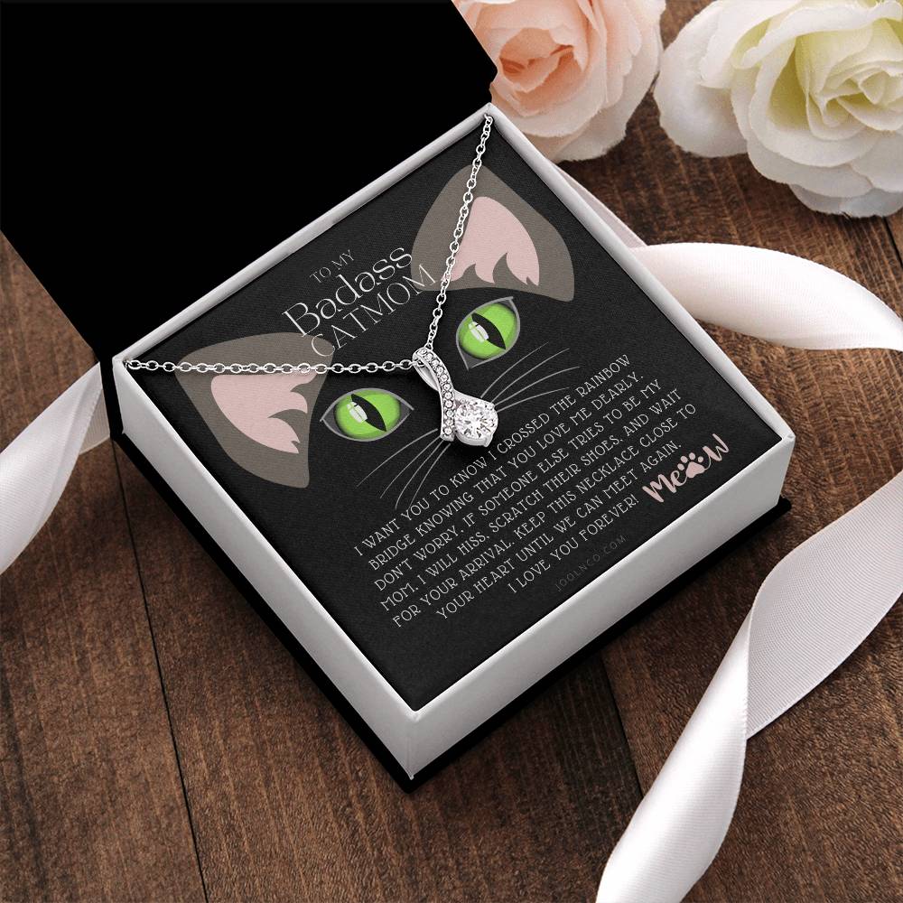To My Badass Cat Mom Until We Can Meet Again Necklace Loss Of Cat Memorial Necklace Cat Loss Gifts Rainbow Bridge Cat Pet Sympathy Gift 2 Alluring Beauty Necklace