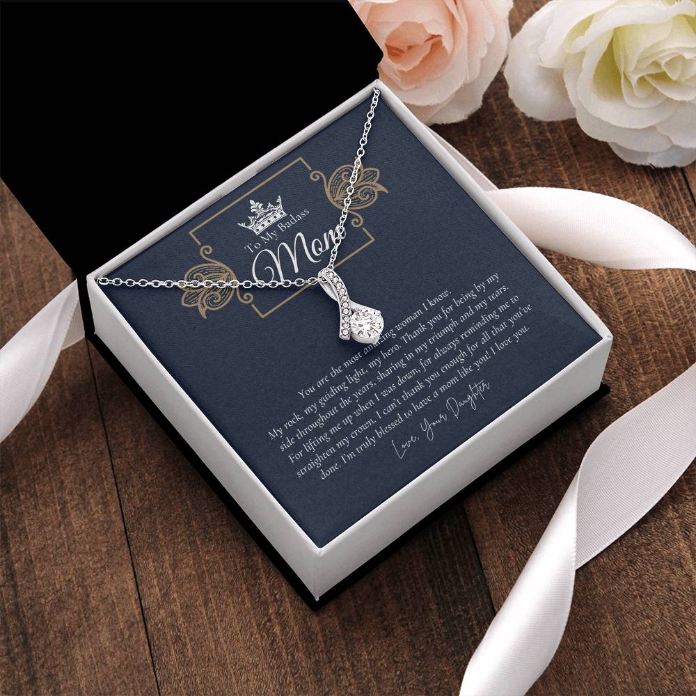 To My Badass Mom Necklace  Badass Mom Gift  Mother’S Day Gift  Birthday Gift  Gift From Daughter On Wedding Day 2 Alluring Beauty Necklace