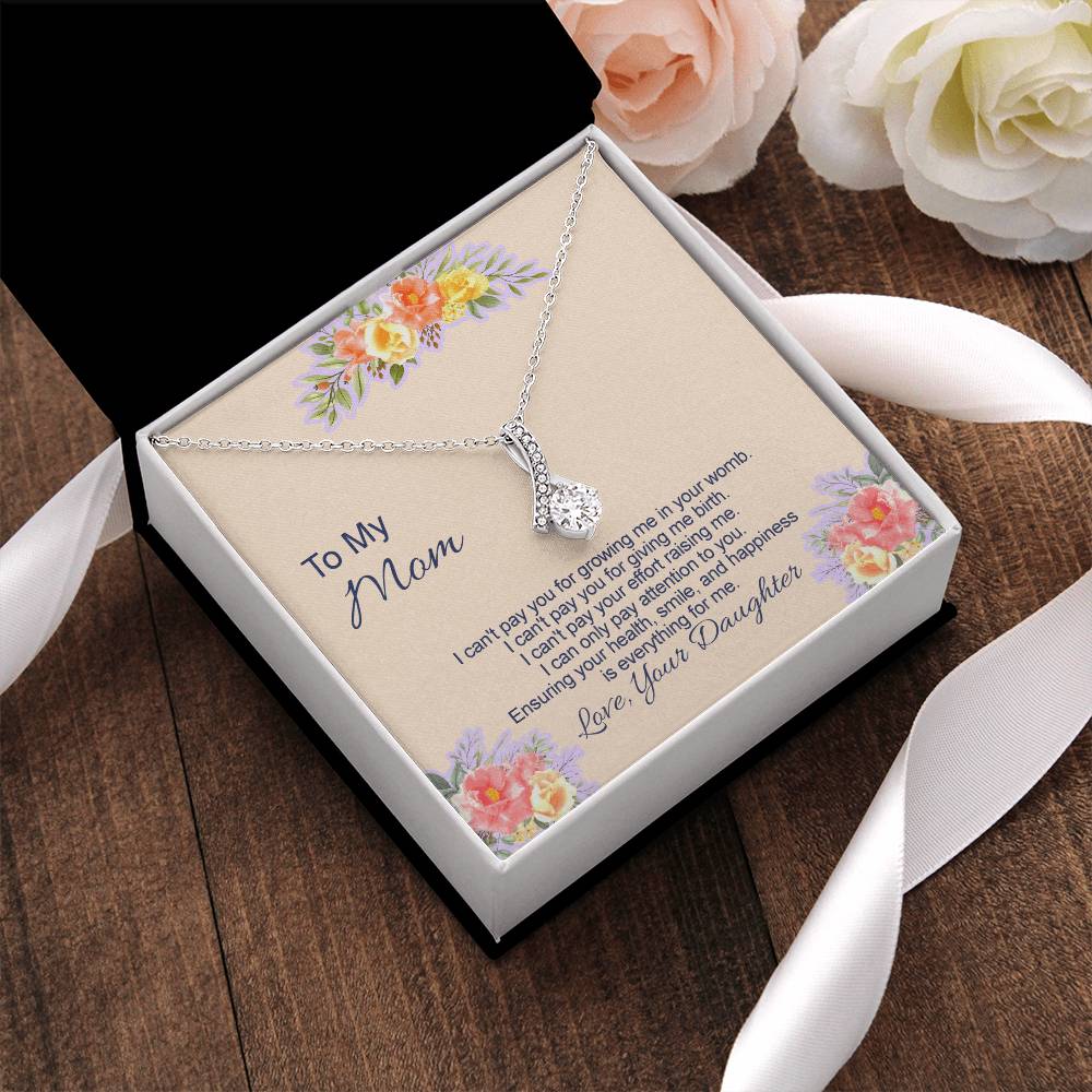 Ribbon Pendant Necklace With I Can&#39;t Pay You Message Card Gift For Mother Alluring Beauty Necklace