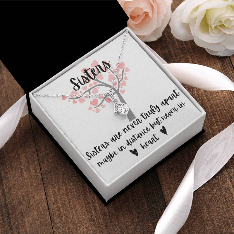 Sisters - Interlocking Necklace - Love Tree Background Message Card Jewelry Gift Holiday  Birthday Gift For Sister Wedding Gift Necklace Gift Sister Alluring Beauty Necklace