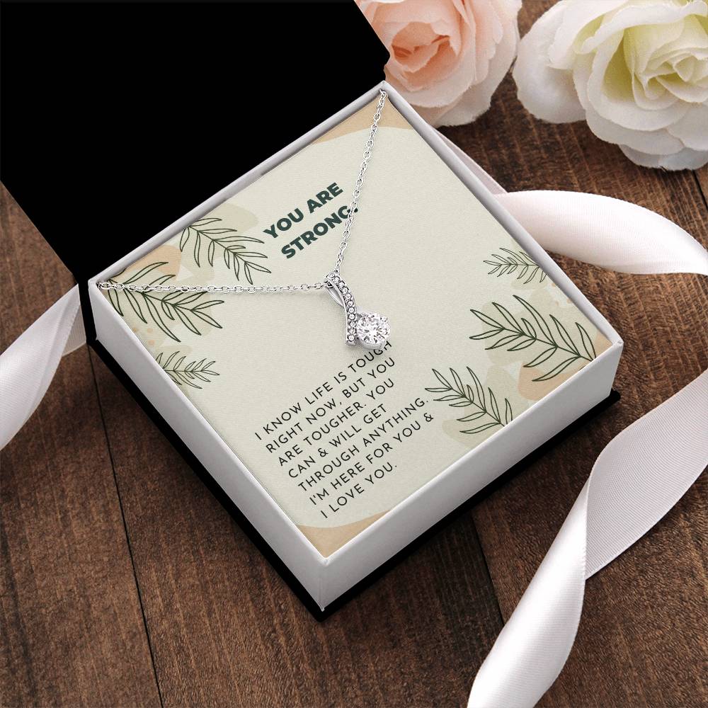 Strong Inspiring Ribbon Drop Necklace  Neutral Leaves Alluring Beauty Necklace