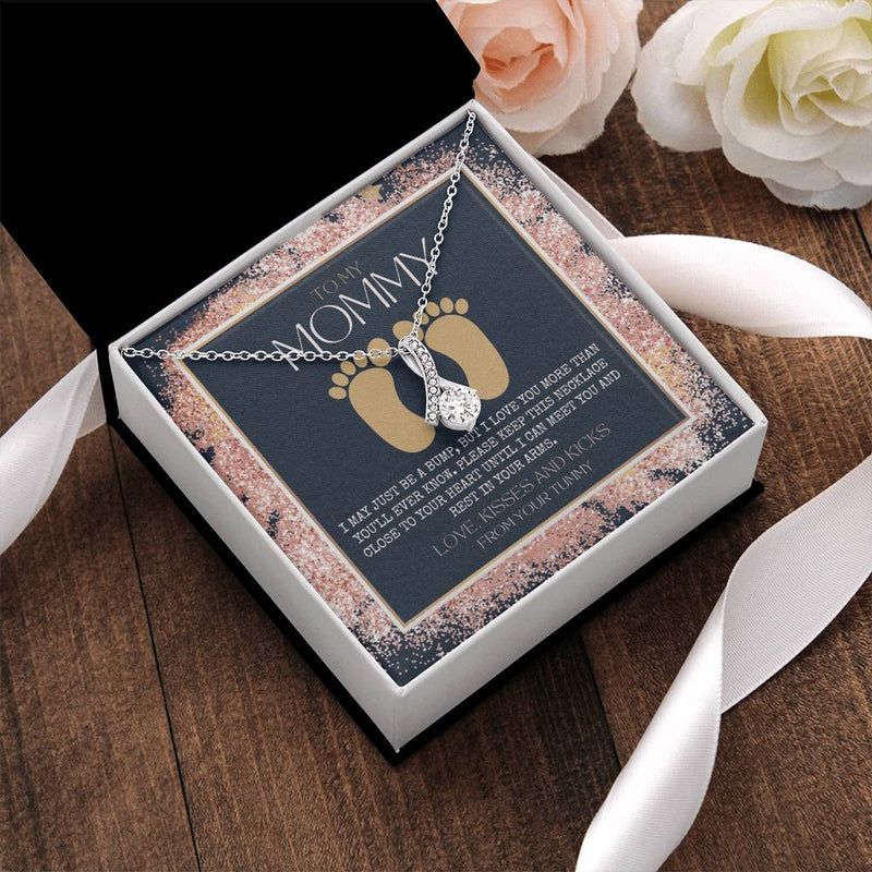 Baby Shower Gift New Mommy Necklace Pregnant Wife Gift To My Mommy I May Just Be A Bump 1  Alluring Beauty Necklace