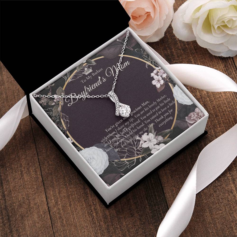 To My Badass Boyfriend’S Mom Necklace  Boyfriend’S Mom Gift  Mother’S Day Gift For Boyfriend’S Mom Alluring Beauty Necklace