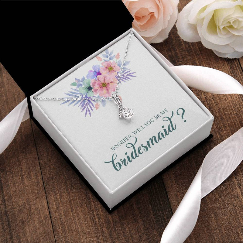 Customize Bridesmaid Proposal Gift Necklace Will You Be My Bridesmaid Wedding Gift Alluring Beauty Necklace
