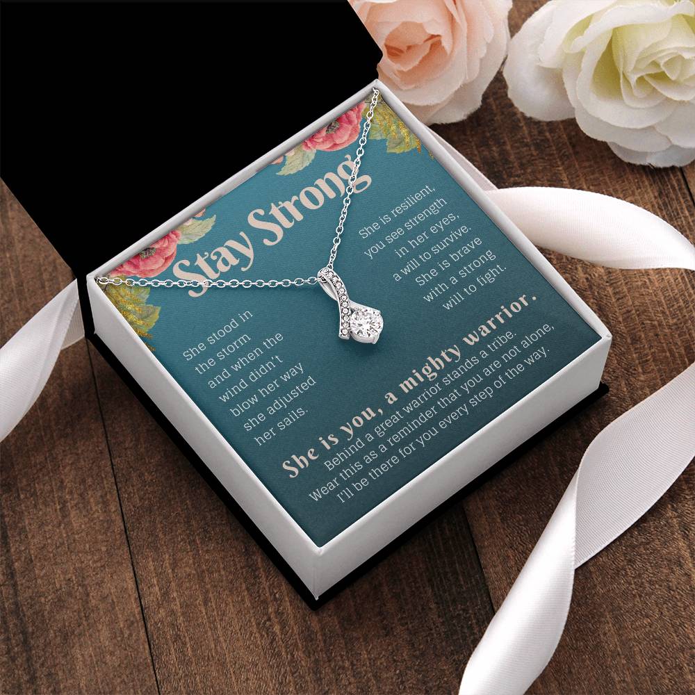 Stay Strong Warrior Ribbon Necklace Alluring Beauty Necklace