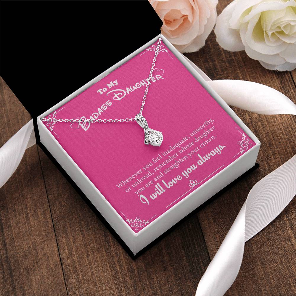 To My Badass Daughter ❤️ White Gold Pendant. ❤️ Alluring Beauty Necklace