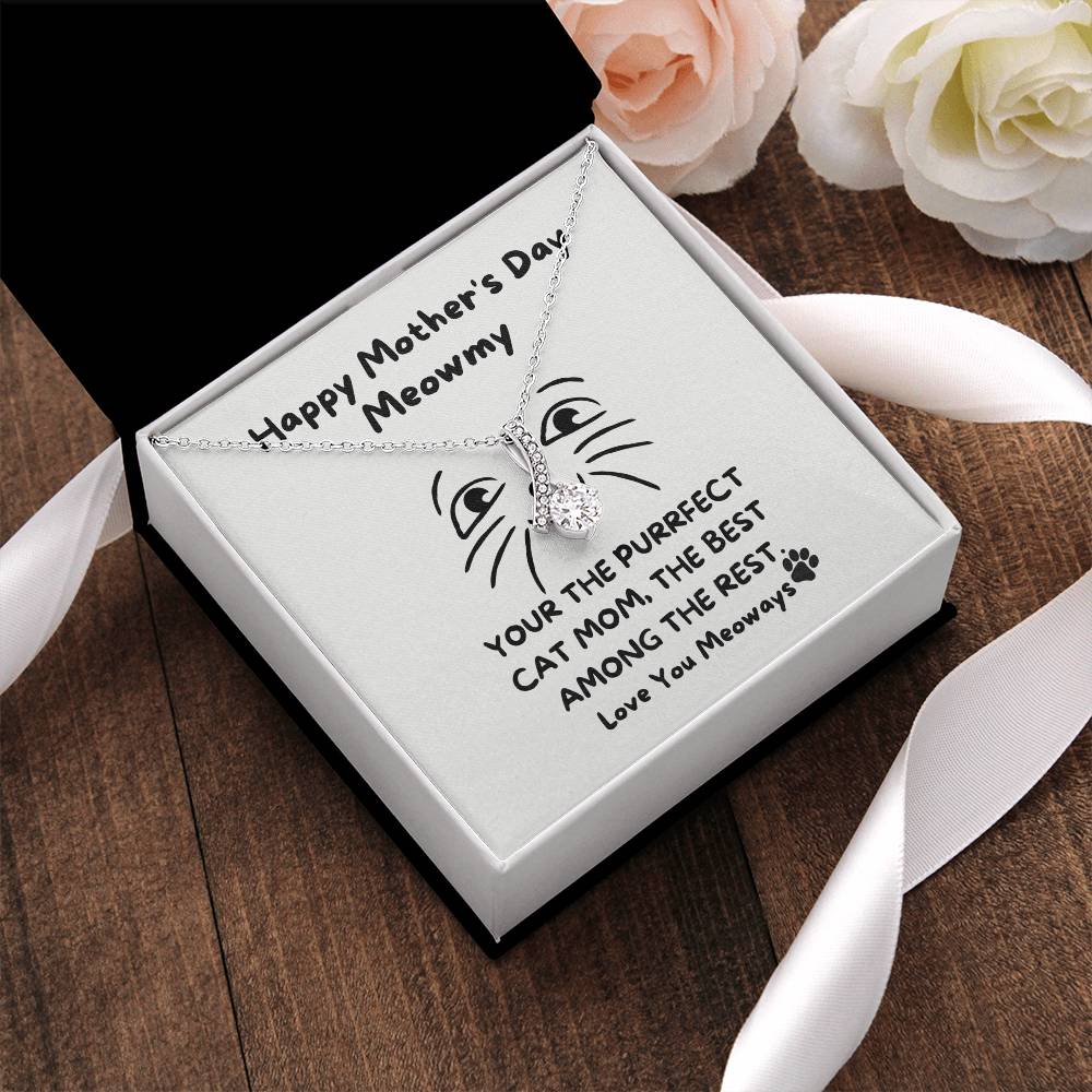 To Cat Mom - Necklace Gift Set With Message Card And Box Alluring Beauty Necklace