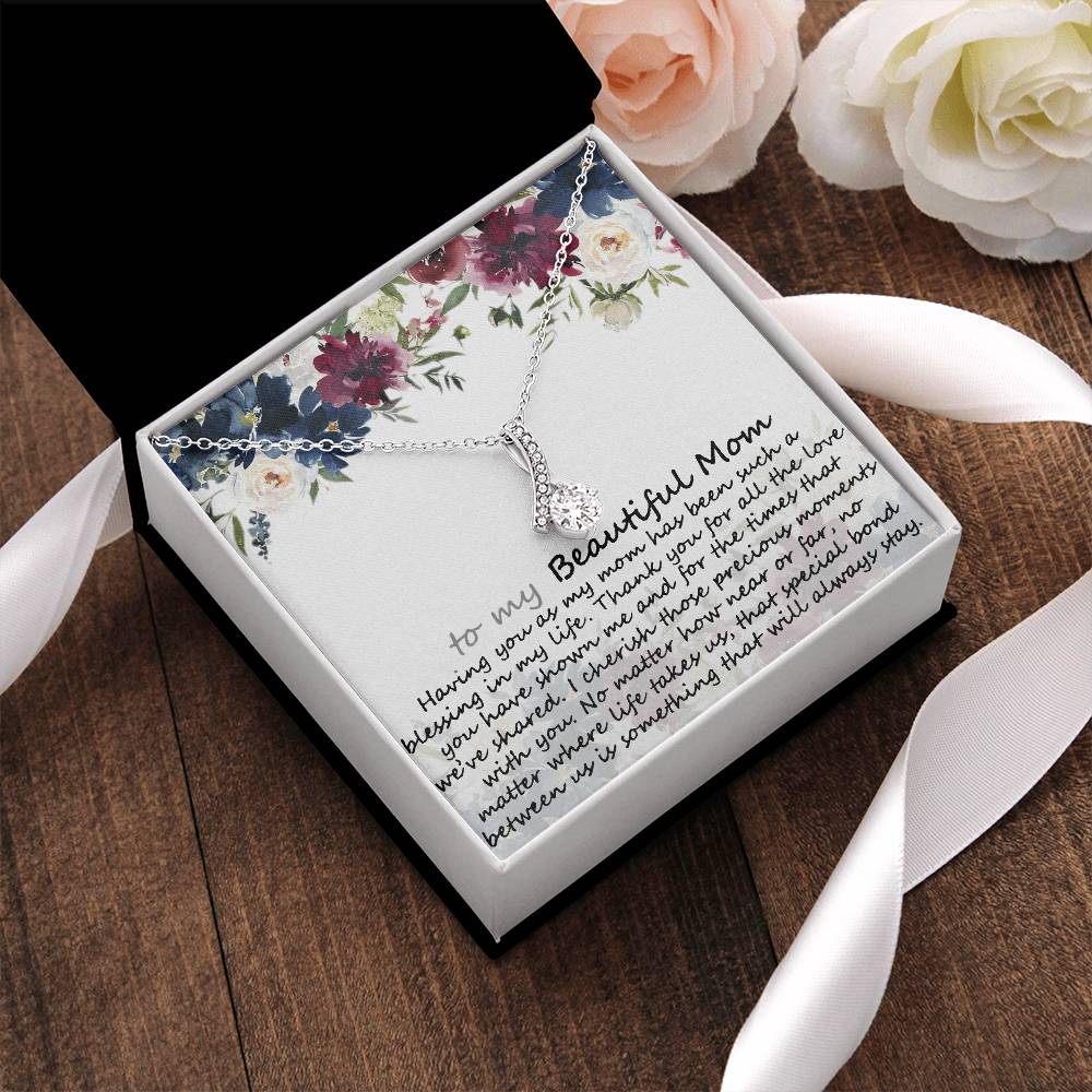 To My Beautiful Mom Necklace  Mother Pendant Necklace  Gift From Sondaughter  Mothers Day Gift Alluring Beauty Necklace